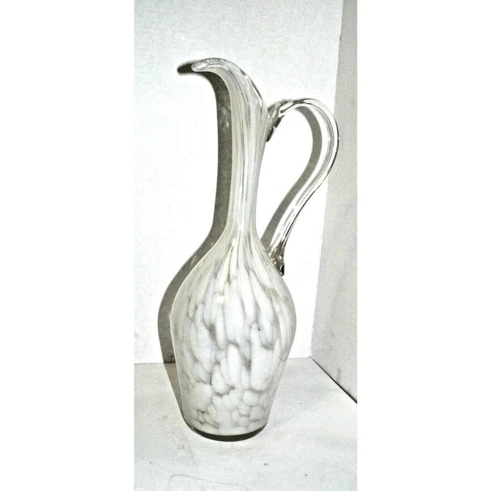 Rare Hand Blown Glass Swung Pitcher Vase 15